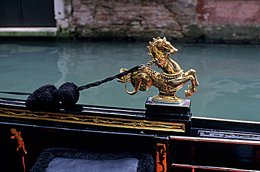 意大利,威尼斯,特写,小船,青铜,马