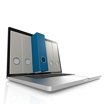 笔记本电脑,蓝色,文件夹