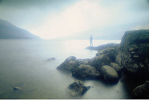人,洛蒙德湖,靠近,苏格兰