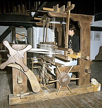 女人,老,编织,织布机,机器,手工制作