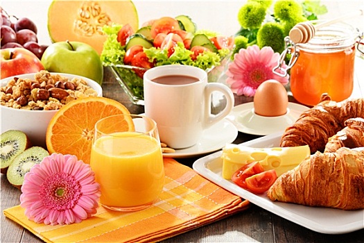 构图,早餐,桌子,饮食