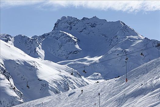 滑雪,胜地,希尔弗莱塔,山脉,山谷,提洛尔,奥地利