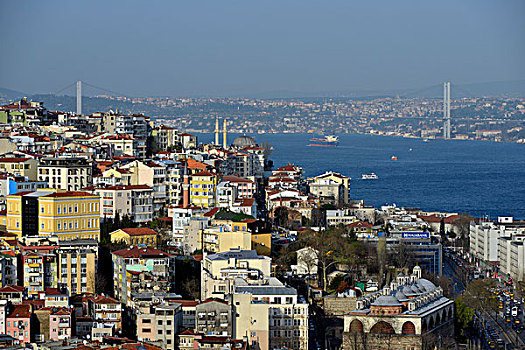 全景,屋顶,博斯普鲁斯海峡,伊斯坦布尔,土耳其,欧洲
