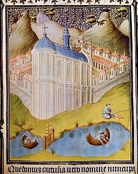 僧侣,网,鱼,黄绿色,法国,15世纪,艺术家,赫尔曼