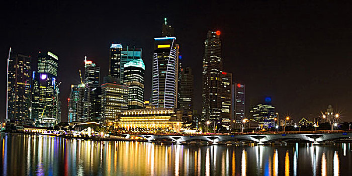全景,城市,摩天大楼,新加坡