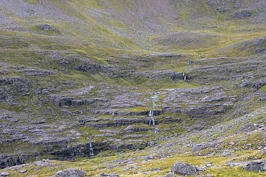 水流,翻滚,上方,悬崖,苏格兰高地