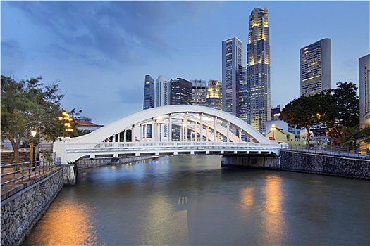 新加坡,天际线,桥,河
