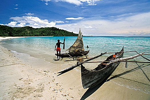 渔船,独木舟,海滩,马达加斯加