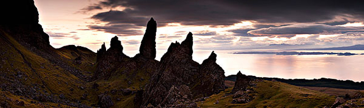 岩石构造,日出,斯凯岛,苏格兰