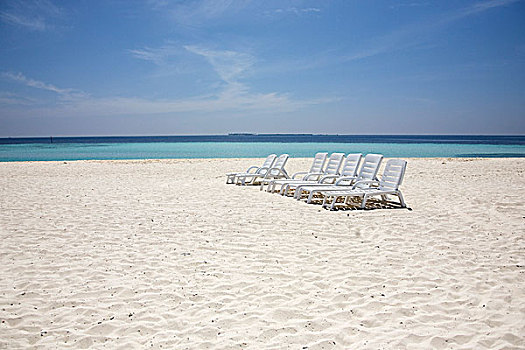 沙滩椅,靠近,海洋