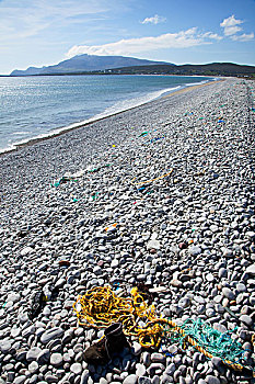 绳索,岩石,海滩,阿基尔岛,梅奥县,爱尔兰