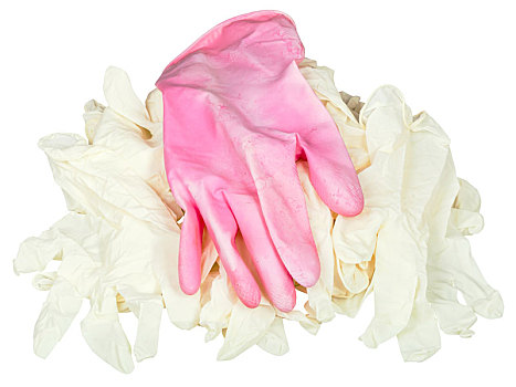 一个,粉色,手套,堆,新,医疗