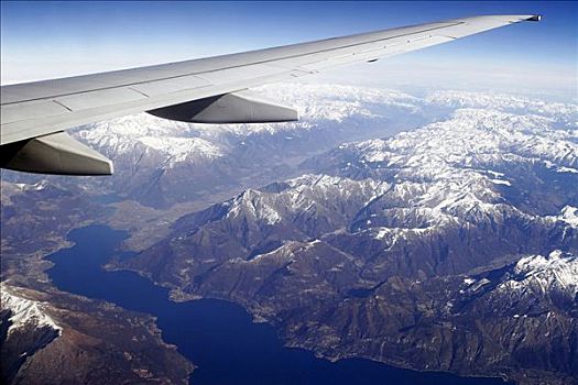 飞机,阿尔卑斯山,加尔达湖,意大利