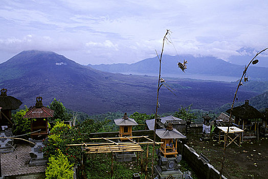 印度尼西亚,巴厘岛,庙宇,山,巴图尔,背景