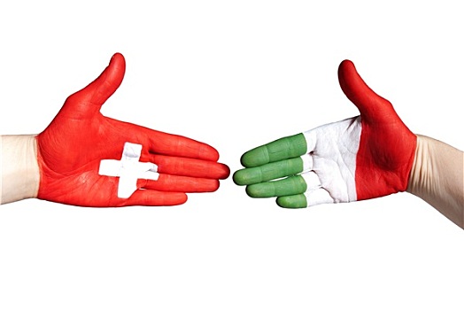 意大利,瑞士,握手
