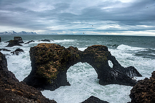 拱形,海中,波浪,海洋,坏天气,西部,冰岛,欧洲
