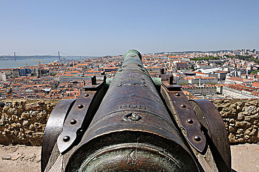 里斯本,大炮,前景,葡萄牙
