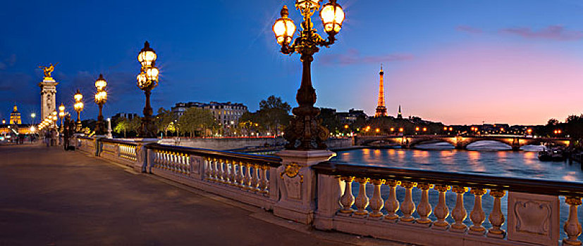 黎明,亚历山大三世,桥,上方,塞纳河,巴黎,法国,大幅,尺寸
