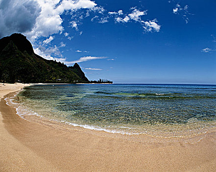 夏威夷,考艾岛,风景,漂亮,海滩,大幅,尺寸