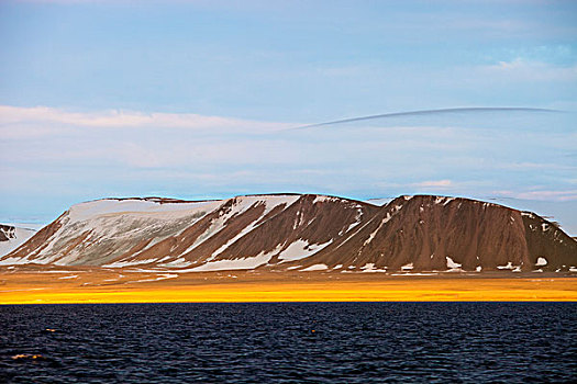 北极,斯瓦尔巴特群岛,壮观,午夜,阳光,亮光,苔原,远处,西北地区