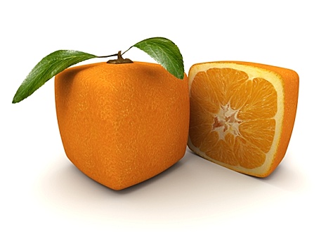 立方体,橙色,一半