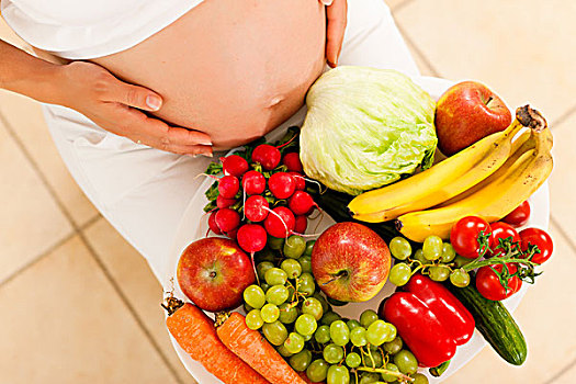 怀孕,营养,孕妇,碗,果蔬