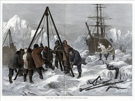 生活,切,道路,室外,冰,冬天,1875年,艺术家