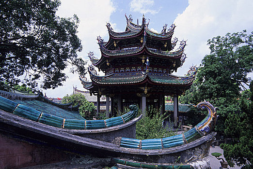中国,厦门,庙宇,佛教,屋顶,设计