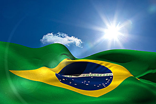 巴西,国旗,晴朗,天空