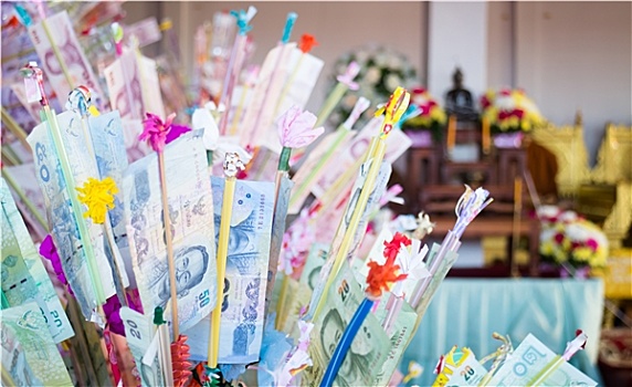 泰国,钞票,佛教,慈善,传统