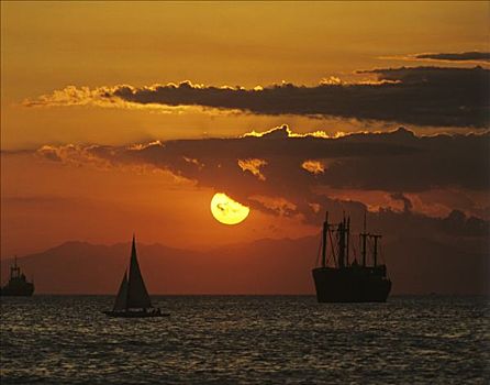 船,日落,吕宋岛,菲律宾