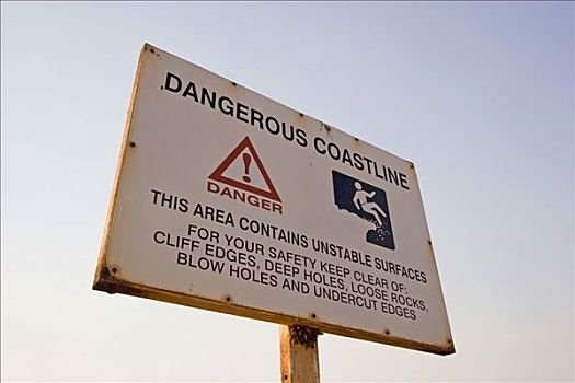 标识,危险,海岸线,西澳大利亚,澳大利亚