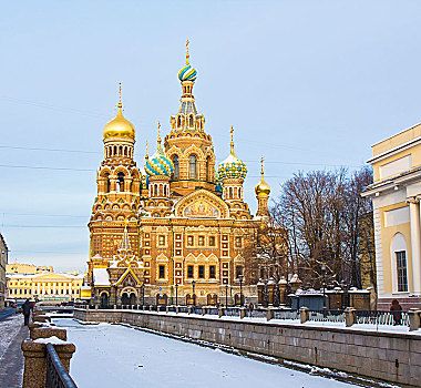 教堂,溢出,血,冬天,圣彼得堡,俄罗斯,欧洲