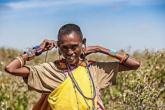 马赛马拉,肯尼亚,非洲,二月,女人,传统服装