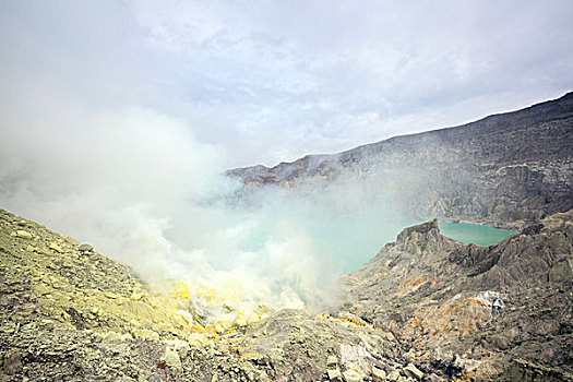 硫磺,矿,火山