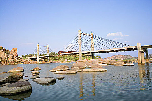 吊桥,河,印度