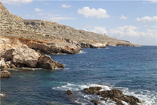 岩石海岸,地中海,深海,马耳他