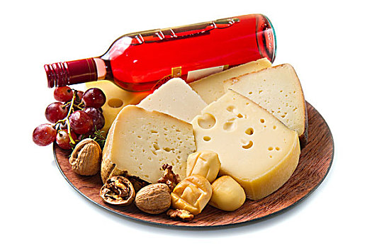 红酒,奶酪,选择,上方,白色