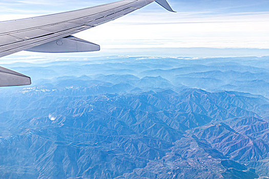 风景,山,窗户,飞机