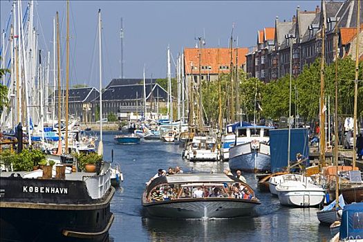游船,运河,哥本哈根,丹麦,欧洲