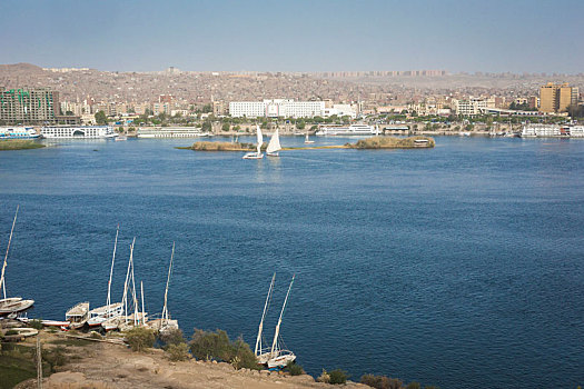 三桅小帆船,航行,尼罗河,靠近,阿斯旺,埃及