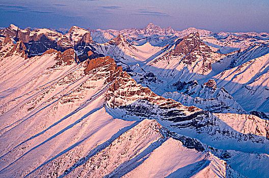 早晨,航拍,顶峰,布鲁克斯山,保存,北极,阿拉斯加,冬天