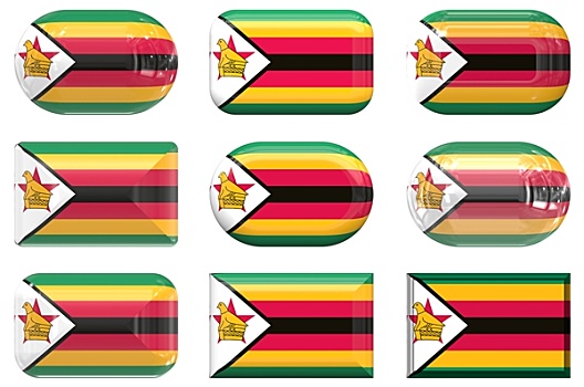 玻璃,扣,旗帜,津巴布韦