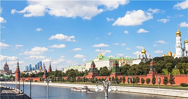 风景,克里姆林宫,堤,莫斯科,河