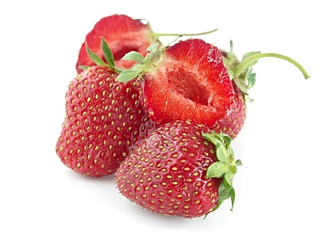 生食,草莓,隔绝,白色背景,背景