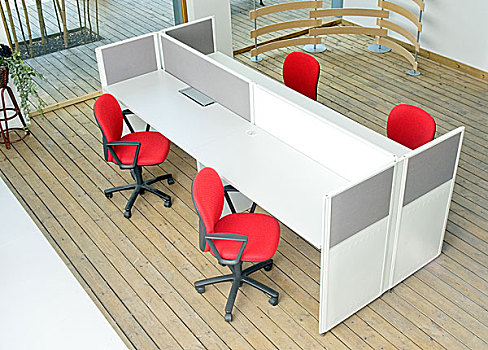 办公室,桌子,红色,椅子,小间