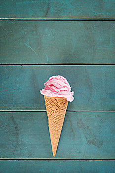 俯视,一个,粉色,冰淇淋