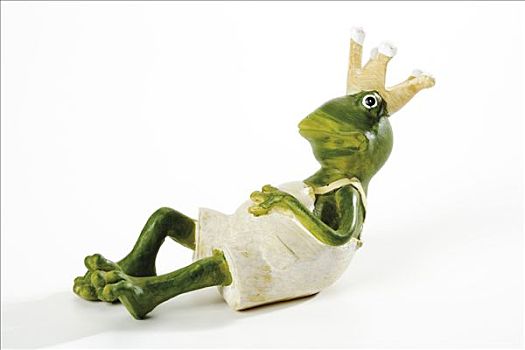 小雕像,青蛙,穿,皇冠,放松