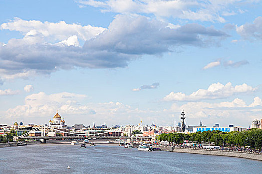 蓝色,阴天,上方,莫斯科,城市,俄罗斯