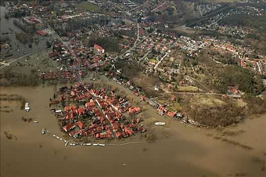 洪水,易北河,下萨克森,德国,欧洲